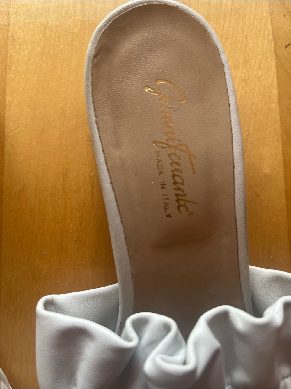 Gianni Ferrante Italian White Ruched Slide Mules View 3
